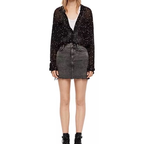 AllSaints Amari Star Embroidered Shirt Size Medium - Picture 15 of 15